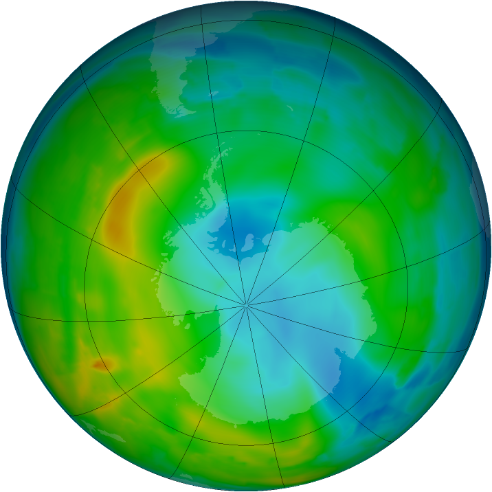 Antarctic ozone map for 19 June 2009